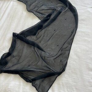 Gauzy black dress scarf with beading
